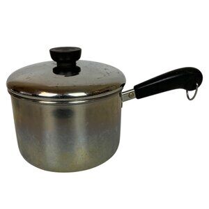 Revere Ware Stainless Steel 2 qt Tall Saucepan & Lid Clinton IL Vintage 1981